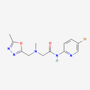 molecular formula C12H14BrN5O2 B6962235 N-(5-bromopyridin-2-yl)-2-[methyl-[(5-methyl-1,3,4-oxadiazol-2-yl)methyl]amino]acetamide 