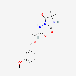 molecular formula C17H23N3O5 B6962287 N-(4-ethyl-4-methyl-2,5-dioxoimidazolidin-1-yl)-2-[(3-methoxyphenyl)methoxy]propanamide 