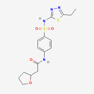 molecular formula C16H20N4O4S2 B6962309 N-[4-[(5-ethyl-1,3,4-thiadiazol-2-yl)sulfamoyl]phenyl]-2-(oxolan-2-yl)acetamide 