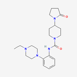 molecular formula C22H33N5O2 B6962317 N-[2-(4-ethylpiperazin-1-yl)phenyl]-4-(2-oxopyrrolidin-1-yl)piperidine-1-carboxamide 