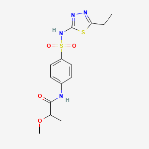 molecular formula C14H18N4O4S2 B6962340 N-[4-[(5-ethyl-1,3,4-thiadiazol-2-yl)sulfamoyl]phenyl]-2-methoxypropanamide 
