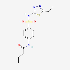 molecular formula C14H18N4O3S2 B6962344 N-[4-[(5-ethyl-1,3,4-thiadiazol-2-yl)sulfamoyl]phenyl]butanamide 