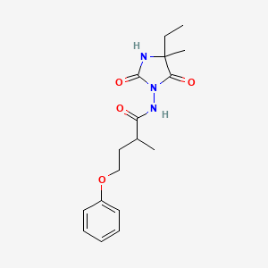 molecular formula C17H23N3O4 B6962366 N-(4-ethyl-4-methyl-2,5-dioxoimidazolidin-1-yl)-2-methyl-4-phenoxybutanamide 