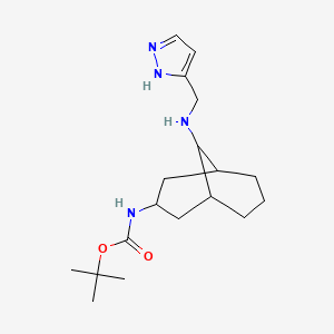 molecular formula C18H30N4O2 B6962371 tert-butyl N-[9-(1H-pyrazol-5-ylmethylamino)-3-bicyclo[3.3.1]nonanyl]carbamate 