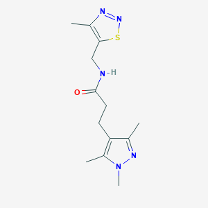 molecular formula C13H19N5OS B6962481 N-[(4-methylthiadiazol-5-yl)methyl]-3-(1,3,5-trimethylpyrazol-4-yl)propanamide 