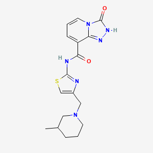 molecular formula C17H20N6O2S B6962501 N-[4-[(3-methylpiperidin-1-yl)methyl]-1,3-thiazol-2-yl]-3-oxo-2H-[1,2,4]triazolo[4,3-a]pyridine-8-carboxamide 