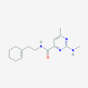 molecular formula C15H22N4O B6962516 N-[2-(cyclohexen-1-yl)ethyl]-6-methyl-2-(methylamino)pyrimidine-4-carboxamide 
