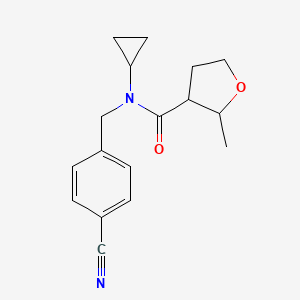 molecular formula C17H20N2O2 B6962532 N-[(4-cyanophenyl)methyl]-N-cyclopropyl-2-methyloxolane-3-carboxamide 