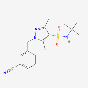molecular formula C17H22N4O2S B6962536 N-tert-butyl-1-[(3-cyanophenyl)methyl]-3,5-dimethylpyrazole-4-sulfonamide 