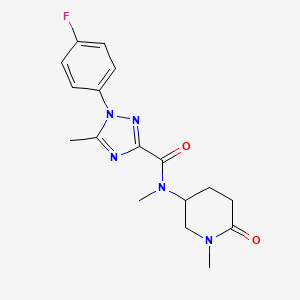 molecular formula C17H20FN5O2 B6962583 1-(4-fluorophenyl)-N,5-dimethyl-N-(1-methyl-6-oxopiperidin-3-yl)-1,2,4-triazole-3-carboxamide 