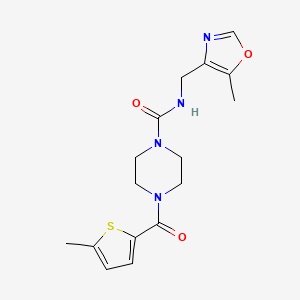 molecular formula C16H20N4O3S B6962606 N-[(5-methyl-1,3-oxazol-4-yl)methyl]-4-(5-methylthiophene-2-carbonyl)piperazine-1-carboxamide 