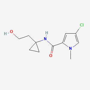 molecular formula C11H15ClN2O2 B6962624 4-chloro-N-[1-(2-hydroxyethyl)cyclopropyl]-1-methylpyrrole-2-carboxamide 