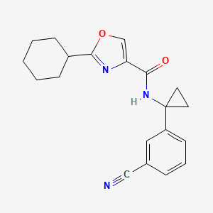 molecular formula C20H21N3O2 B6962901 N-[1-(3-cyanophenyl)cyclopropyl]-2-cyclohexyl-1,3-oxazole-4-carboxamide 