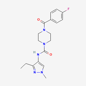 molecular formula C18H22FN5O2 B6963471 N-(3-ethyl-1-methylpyrazol-4-yl)-4-(4-fluorobenzoyl)piperazine-1-carboxamide 