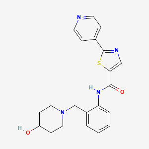 molecular formula C21H22N4O2S B6964063 N-[2-[(4-hydroxypiperidin-1-yl)methyl]phenyl]-2-pyridin-4-yl-1,3-thiazole-5-carboxamide 