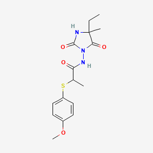 molecular formula C16H21N3O4S B6964369 N-(4-ethyl-4-methyl-2,5-dioxoimidazolidin-1-yl)-2-(4-methoxyphenyl)sulfanylpropanamide 