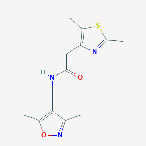 molecular formula C15H21N3O2S B6964573 N-[2-(3,5-dimethyl-1,2-oxazol-4-yl)propan-2-yl]-2-(2,5-dimethyl-1,3-thiazol-4-yl)acetamide 