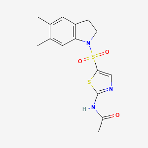 molecular formula C15H17N3O3S2 B6964776 N-[5-[(5,6-dimethyl-2,3-dihydroindol-1-yl)sulfonyl]-1,3-thiazol-2-yl]acetamide 