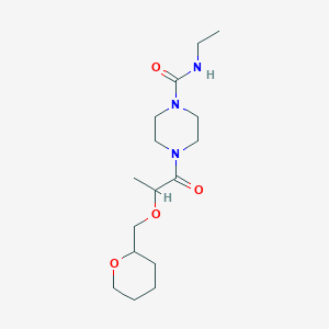 molecular formula C16H29N3O4 B6964798 N-ethyl-4-[2-(oxan-2-ylmethoxy)propanoyl]piperazine-1-carboxamide 