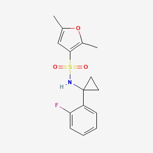 molecular formula C15H16FNO3S B6964878 N-[1-(2-fluorophenyl)cyclopropyl]-2,5-dimethylfuran-3-sulfonamide 