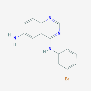 molecular formula C14H11BrN4 B069660 N4-(3-溴苯基)喹唑啉-4,6-二胺 CAS No. 169205-78-1