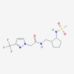 molecular formula C13H19F3N4O3S B6966497 N-[[2-(methanesulfonamido)cyclopentyl]methyl]-2-[3-(trifluoromethyl)pyrazol-1-yl]acetamide 