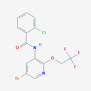 molecular formula C14H9BrClF3N2O2 B6967054 N-[5-bromo-2-(2,2,2-trifluoroethoxy)pyridin-3-yl]-2-chlorobenzamide 