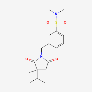 molecular formula C17H24N2O4S B6967574 N,N-dimethyl-3-[(3-methyl-2,5-dioxo-3-propan-2-ylpyrrolidin-1-yl)methyl]benzenesulfonamide 