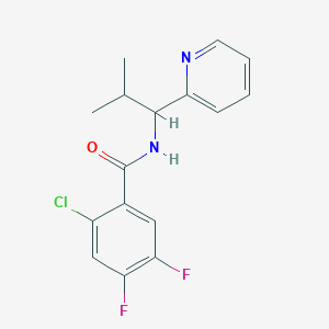 molecular formula C16H15ClF2N2O B6967924 2-chloro-4,5-difluoro-N-(2-methyl-1-pyridin-2-ylpropyl)benzamide 