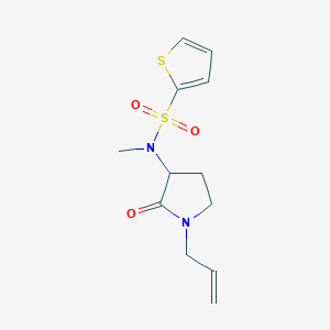 molecular formula C12H16N2O3S2 B6968566 N-methyl-N-(2-oxo-1-prop-2-enylpyrrolidin-3-yl)thiophene-2-sulfonamide 