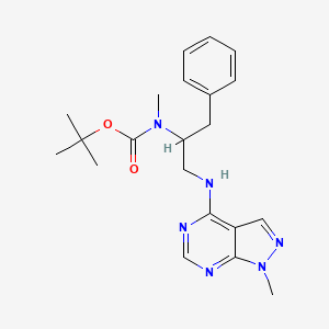 molecular formula C21H28N6O2 B6968658 tert-butyl N-methyl-N-[1-[(1-methylpyrazolo[3,4-d]pyrimidin-4-yl)amino]-3-phenylpropan-2-yl]carbamate 