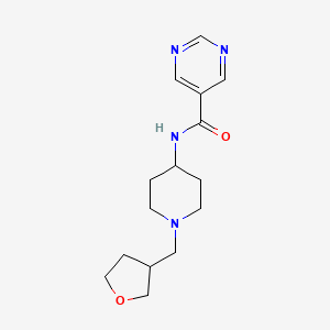 molecular formula C15H22N4O2 B6968769 N-[1-(oxolan-3-ylmethyl)piperidin-4-yl]pyrimidine-5-carboxamide 