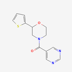 molecular formula C13H13N3O2S B6968782 Pyrimidin-5-yl-(2-thiophen-2-ylmorpholin-4-yl)methanone 