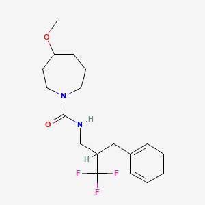 molecular formula C18H25F3N2O2 B6969272 N-(2-benzyl-3,3,3-trifluoropropyl)-4-methoxyazepane-1-carboxamide 