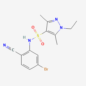 molecular formula C14H15BrN4O2S B6970767 N-(5-bromo-2-cyanophenyl)-1-ethyl-3,5-dimethylpyrazole-4-sulfonamide 