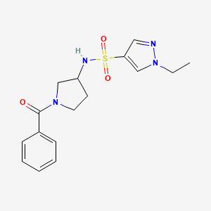 molecular formula C16H20N4O3S B6970810 N-(1-benzoylpyrrolidin-3-yl)-1-ethylpyrazole-4-sulfonamide 