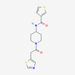 molecular formula C15H17N3O2S2 B6971004 N-[1-[2-(1,3-thiazol-5-yl)acetyl]piperidin-4-yl]thiophene-3-carboxamide 