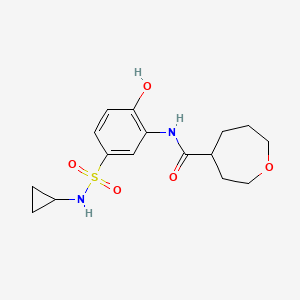 molecular formula C16H22N2O5S B6972859 N-[5-(cyclopropylsulfamoyl)-2-hydroxyphenyl]oxepane-4-carboxamide 
