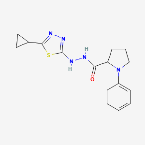 molecular formula C16H19N5OS B6972916 N'-(5-cyclopropyl-1,3,4-thiadiazol-2-yl)-1-phenylpyrrolidine-2-carbohydrazide 