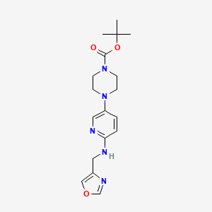 molecular formula C18H25N5O3 B6973065 Tert-butyl 4-[6-(1,3-oxazol-4-ylmethylamino)pyridin-3-yl]piperazine-1-carboxylate 