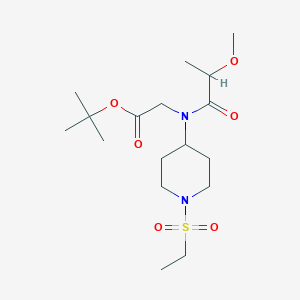molecular formula C17H32N2O6S B6973535 Tert-butyl 2-[(1-ethylsulfonylpiperidin-4-yl)-(2-methoxypropanoyl)amino]acetate 