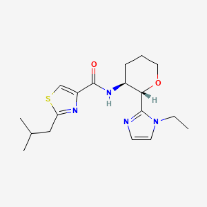 molecular formula C18H26N4O2S B6973552 N-[(2S,3S)-2-(1-ethylimidazol-2-yl)oxan-3-yl]-2-(2-methylpropyl)-1,3-thiazole-4-carboxamide 