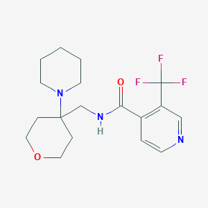molecular formula C18H24F3N3O2 B6973580 N-[(4-piperidin-1-yloxan-4-yl)methyl]-3-(trifluoromethyl)pyridine-4-carboxamide 