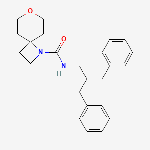 molecular formula C24H30N2O2 B6973646 N-(2-benzyl-3-phenylpropyl)-7-oxa-1-azaspiro[3.5]nonane-1-carboxamide 
