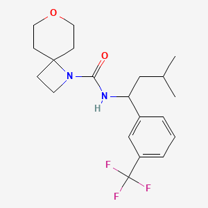 molecular formula C20H27F3N2O2 B6973673 N-[3-methyl-1-[3-(trifluoromethyl)phenyl]butyl]-7-oxa-1-azaspiro[3.5]nonane-1-carboxamide 