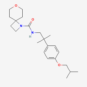 molecular formula C22H34N2O3 B6973680 N-[2-methyl-2-[4-(2-methylpropoxy)phenyl]propyl]-7-oxa-1-azaspiro[3.5]nonane-1-carboxamide 