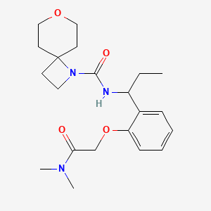 molecular formula C21H31N3O4 B6973687 N-[1-[2-[2-(dimethylamino)-2-oxoethoxy]phenyl]propyl]-7-oxa-1-azaspiro[3.5]nonane-1-carboxamide 