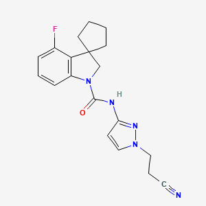 molecular formula C19H20FN5O B6973832 N-[1-(2-cyanoethyl)pyrazol-3-yl]-4-fluorospiro[2H-indole-3,1'-cyclopentane]-1-carboxamide 