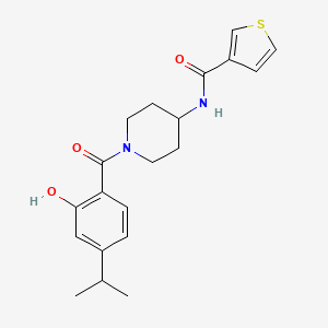 molecular formula C20H24N2O3S B6974098 N-[1-(2-hydroxy-4-propan-2-ylbenzoyl)piperidin-4-yl]thiophene-3-carboxamide 