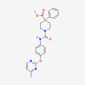 molecular formula C25H26N4O4 B6974628 Methyl 1-[[4-(4-methylpyrimidin-2-yl)oxyphenyl]carbamoyl]-4-phenylpiperidine-4-carboxylate 